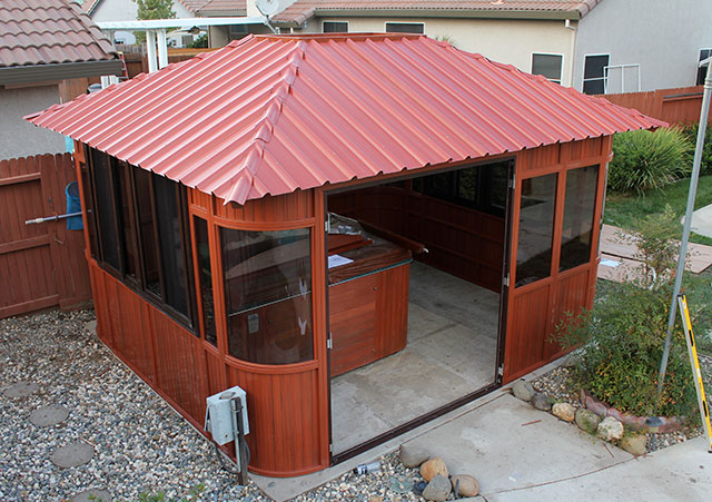 aspen gazebo roof installation before skylight