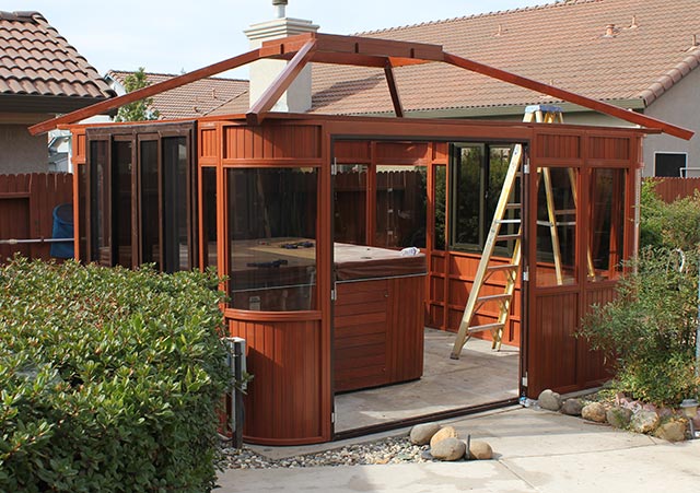 hot tub enclosure roof assembly