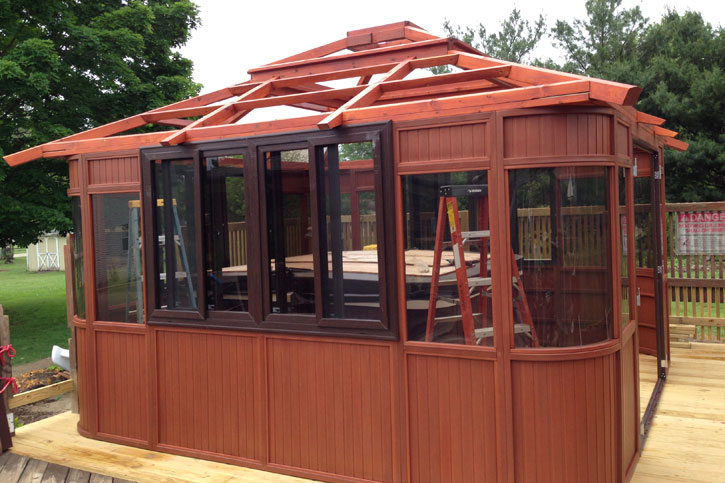 hot tub enclosure roof bare structure