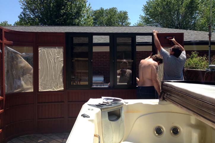 hot tub enclosure wall assembly