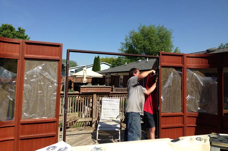 hot tub enclosure door installation