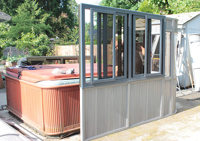 a gazebo wall and window installation