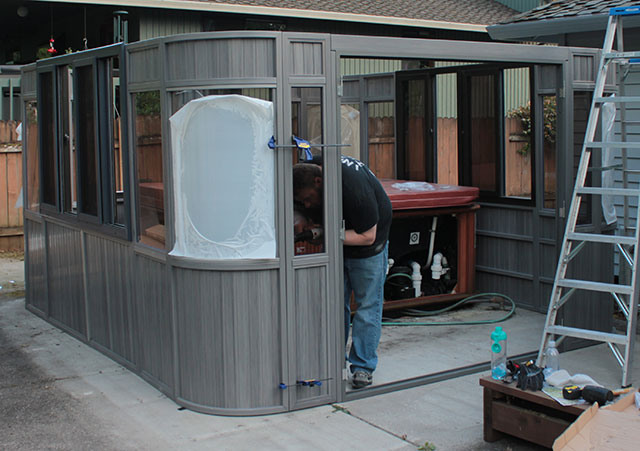 a gazebo wall installation