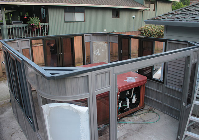 a gazebo wall and roof installation