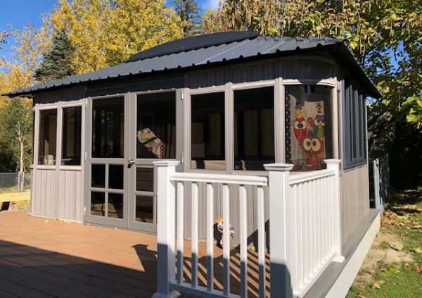 Colorado gazebo 12 x 18 on deck with railing