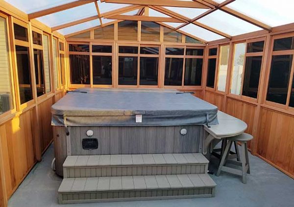 hot tub inside a gazebo