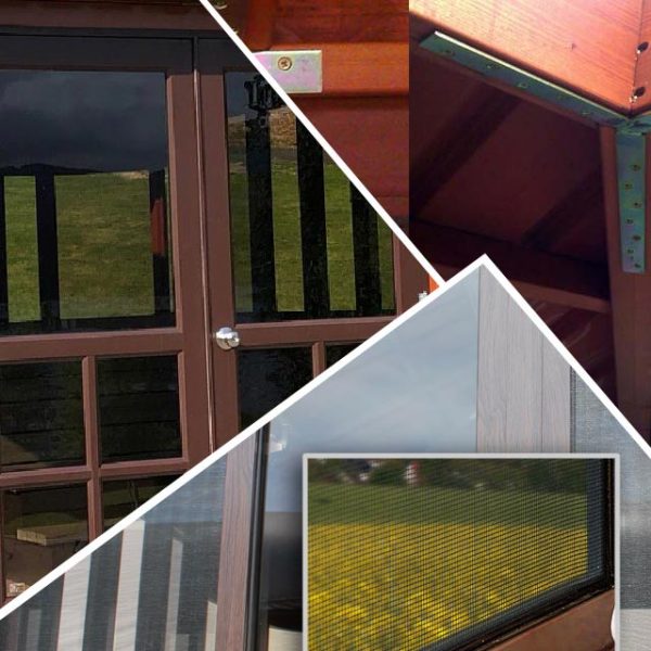 roof brackets, french doors and window screen photo collage